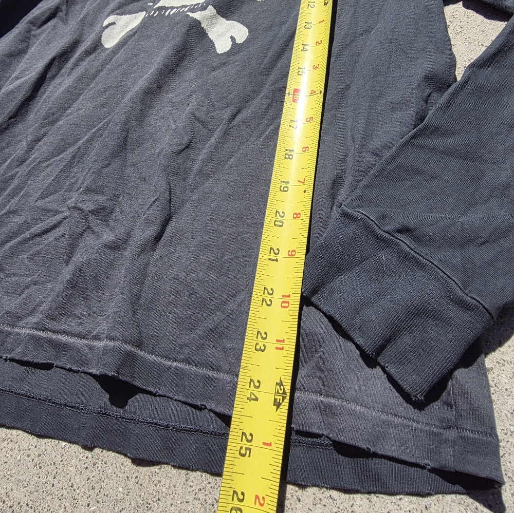 Re/Done Black Long Sleeve Tee with White Skull Graphic - Picture 3 of 4